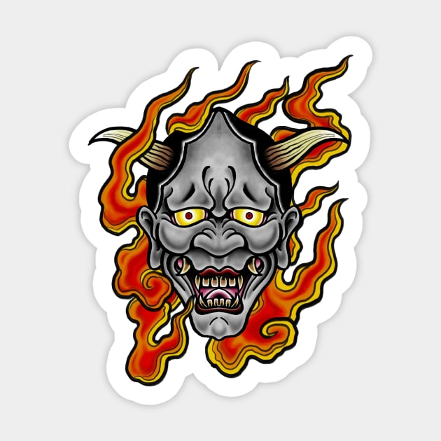 Hannya Mask tattoo design. Old Sticker TeePublic